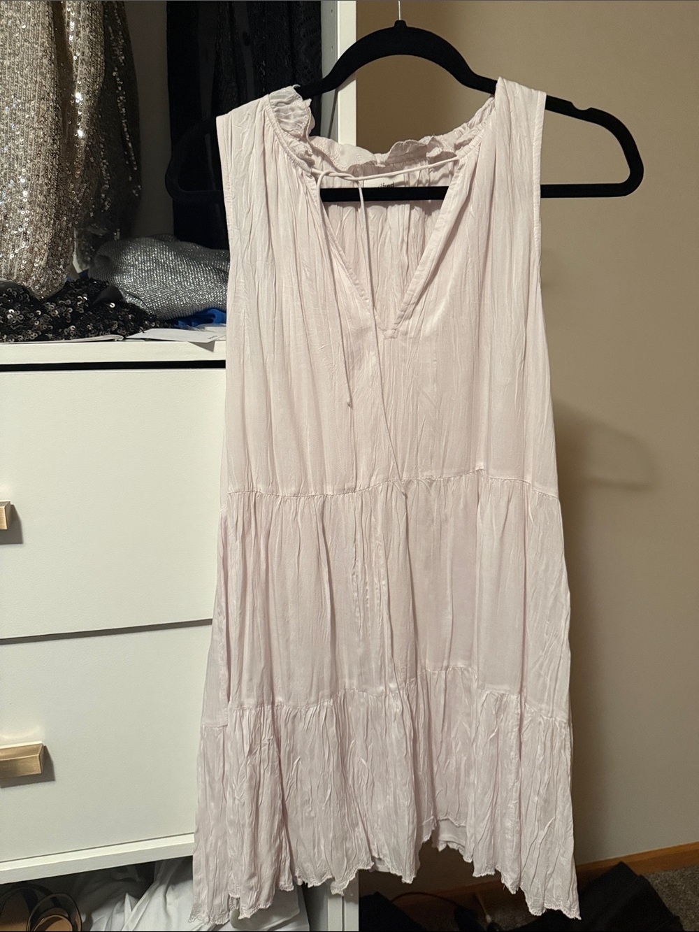 Aritzia Light Pink Tiered Mini Dress